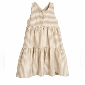 Rylee + Cru Tiered Dress Cream Stripe 6/7 NWT